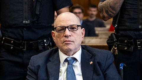 Hollywood movie producer Harvey Weinstein appears at Manhattan Criminal Court on Wednesday, April 9, 2025, in New York.