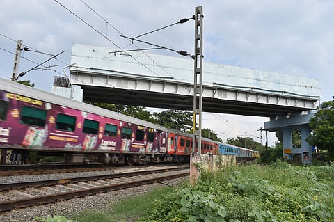 Thaneerpandal road over bridge in Coimbatore under construction still.