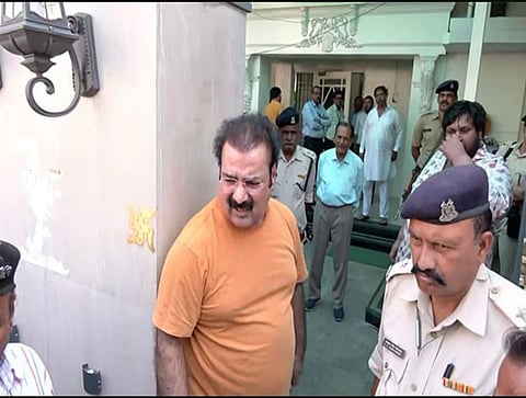 Police outside the residence of Congress leader Pratap Singh Khachariyawas