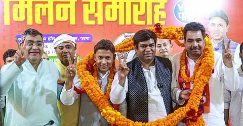 Md. Nurul Hoda, former IG, Railways, joins VIP at a function in Patna on Wednesday.