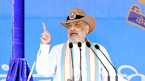 Union Home Minister Amit Shah addresses the CRPF Day Parade ceremony, in Neemuch, Madhya Pradesh.