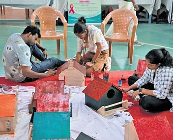 Volunteers preparing for the carnival
