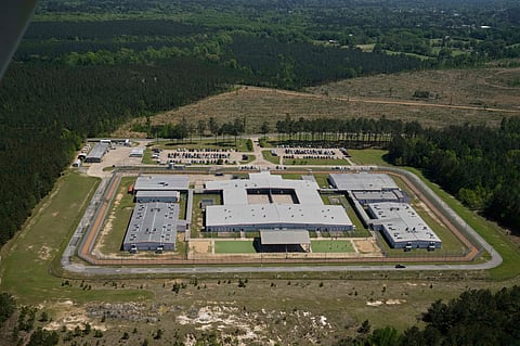 An aerial view of the Central Louisiana ICE Processing Facility in Jena, La., Tuesday, April 8, 2025.