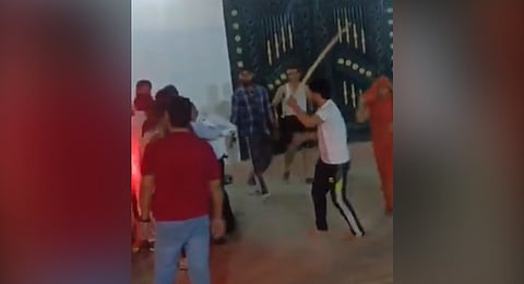 Men armed with sticks seen assaulting groom during wedding procession in Agra’s Nagla Talfi area.