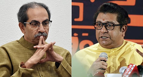 (L-R) A collage of Shiv Sena (UBT) chief Uddhav Thackeray and his cousin and MNS chief Raj Thackeray.