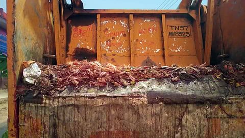 A video of trucks carrying meat waste openly to the facility has gone viral on social media.