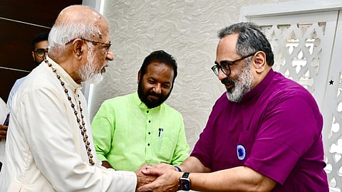 BJP State President Rajiv Chandrasekhar visits Cardinal Mar George Alencherry at Lourdes Ferone Church in Thiruvananthapuram and wishes him Easter.