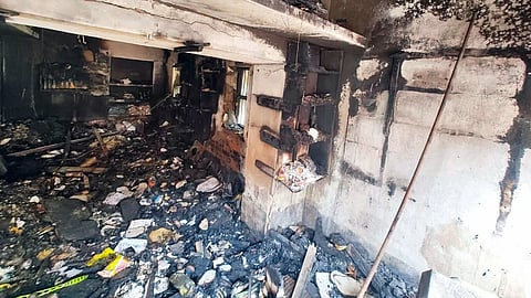 A view of the gutted house of a family affected by the violence in West Bengal's Murshidabad district on Saturday, April 19, 2025.