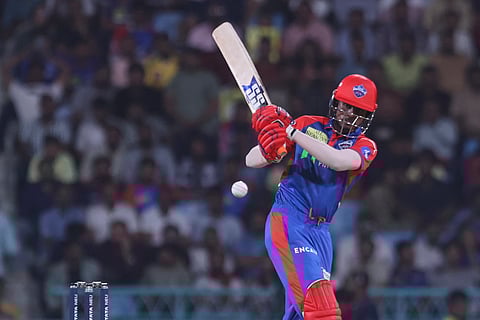 Delhi Capitals' Abhishek Porel plays a shot during the Indian Premier League match against Lucknow Super Giants (Photo | AP)