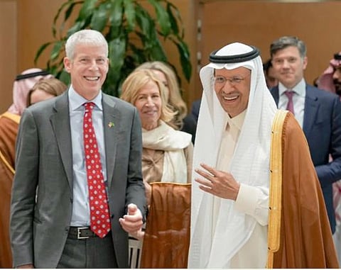 US energy secretary Chris Wright and Saudi energy minister Prince Abdulaziz in Riyadh  
