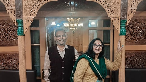 Professor Debashish Bhattacharjee pictured with his wife.