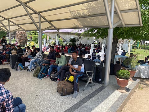 Food and water are being provided at the Srinagar airport, and an extra tent has been set up outside for those waiting.