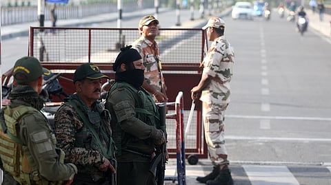 Security forces personnel guard at a check point a day after Pahalgam terrorist attack, in Jammu.