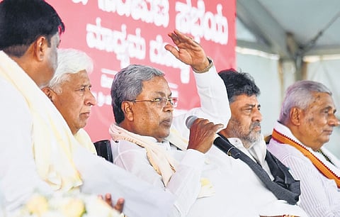 Chief Minister Siddaramaiah addresses the media after the cabinet meeting
in MM Hills, Chamarajanagar district, on Thursday