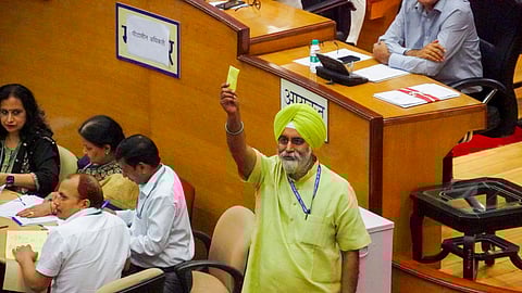 Raja Iqbal Singh during voting for Delhi Mayor and Dy Mayor elections, at the MCD building in Delhi, Friday, April 25, 2025.