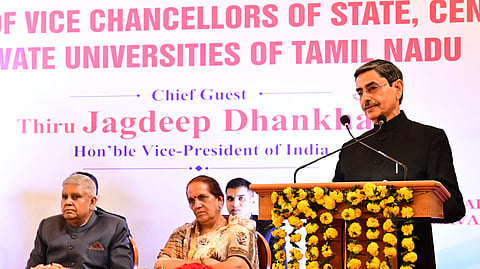 Vice President of India, Jagdeep Dhankhar along with Tamil Nadu Governor RN Ravi inaugurated the two-day Conference of Vice Chancellors of State, central and private universities of Tamil Nadu at Raj Bhavan Udhagamandalam on Friday.