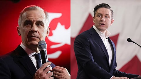 Canadian Prime Minister Mark Carney and Pierre Poilievre, the leader of the Conservatives