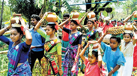 A traditional seed procession was held, with villagers of Killoguda showcasing the seeds they had preserved.