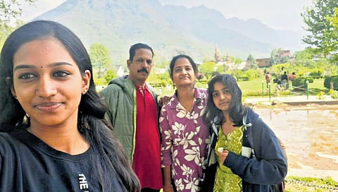 Jeeth Kumar and his family during the stay at a resort in Srinagar