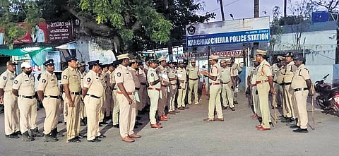 Police personnel being deployed for the Prime Minister’s visit.