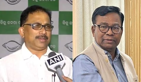 BJD spokesperson Lenin Mohanty (L); State Congress president Bhakta Charan Das
