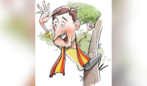 Fans climbed trees, fences and even on top of each other to get a glimpse of Vijay when he visited Coimbatore.