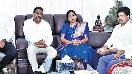 Ministers Vasamsetti Subash, Anitha, BC Janardhan Reddy and K Ravindra during a meet on PM’s visit