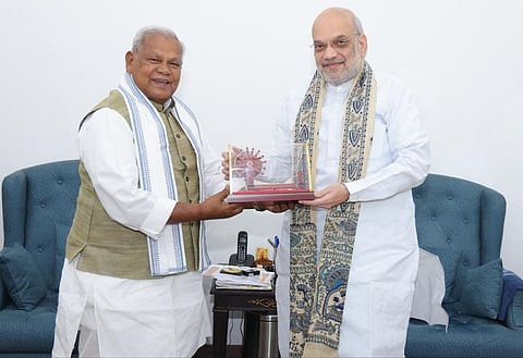 Jitan Ram Manjhi meeting with Union Home Minister Amit Shah in New Delhi on 28 April, 2025.