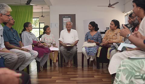 Prof VK Tripathi (middle) with the audience