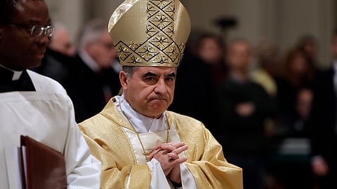 Mons. Angelo Becciu presides over a eucharistic liturgy, at the St. John in Lateran Basilica in Rome on Feb. 9, 2017.