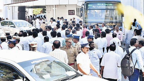 MLAs leaving the House on Tuesday.