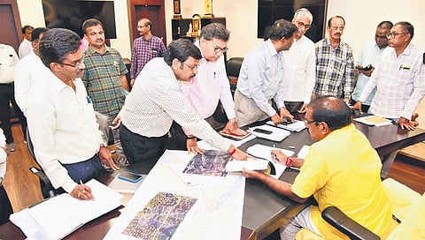 Water Resources Minister Nimmala Ramanaidu chaired a review meeting with officials on the progress of Polavaram Left Canal works at the Secretariat.