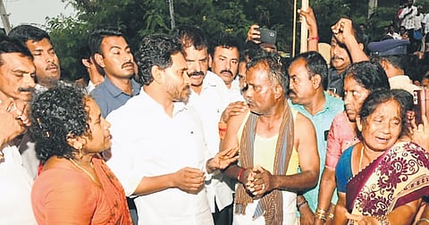 Jagan Mohan Reddy condemned the decision to make devotees stand in line adjacent to the unstable wall amid heavy rain.