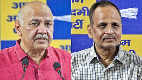 AAP leaders Manish Sisodia and Satyendar Jain.
