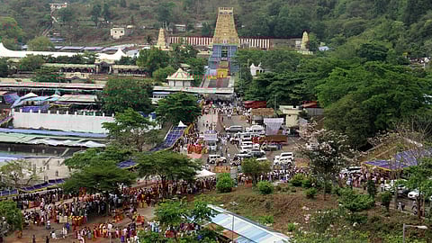 A large number of devotees throng Sri Varahalakshmi Narasimha Sway temple atop Simhachalam for Nija rupa darshan of the deity on the occasion of Chandanotsav in Visakhapatnam.
