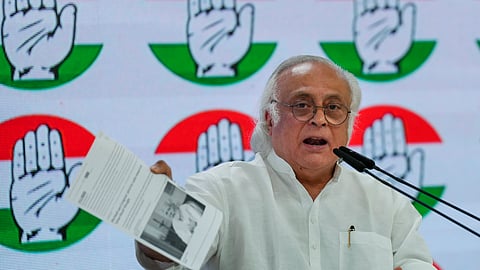 Congress leader Jairam Ramesh addresses a press conference in New Delhi, Thursday, May 1, 2025.