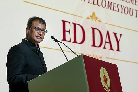 Enforcement Directorate Director Rahul Navin addresses during the ED Day celebration, in New Delhi, Thursday, May 1, 2025.