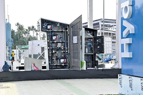 The work on south India’s first green hydrogen fuel station near Kochi airport at Nedumbassery has almost been completed