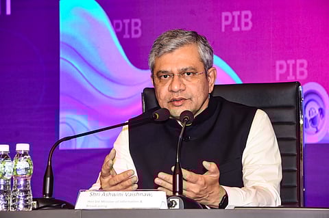 Union Minister of Information and Broadcasting Ashwini Vaishnaw speaks at the World Audio Visual and Entertainment Summit (WAVES) 2025, in Mumbai.