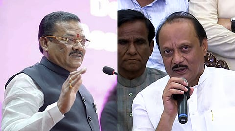 (L-R) Shiv Sena MLA and Maharashtra Minister for Social Justice Sanjay Shirsat; NCP leader and Maharashtra Deputy CM Ajit Pawar.