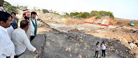 Irrigation Minister N Uttam Kumar Reddy inspects J Chokka Rao Devadula Lift Irrigation Scheme in Dharmasagar mandal on Saturday