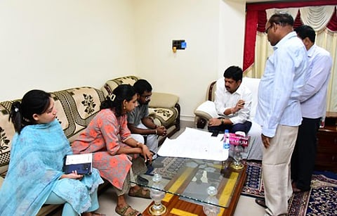 Minister Kollu Ravindra reviewing the arrangements for beach fest