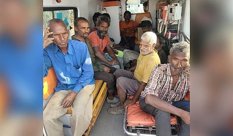 The 16 men who were held captive and forced to work as bonded labourers rescued by authorities in Madhya Pradesh’s Guna district.