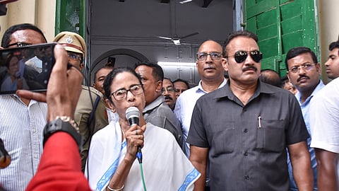 West Bengal Chief Minister Mamata Banerjee addresses the media, in Murshidabad, West Bengal, Monday, May 5, 2025.