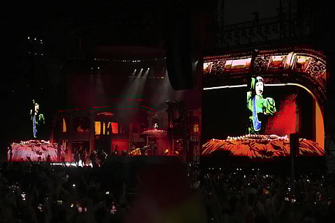 Lady Gaga performs during her free concert at Copacabana beach in Rio de Janeiro, Saturday, May 3, 2025.