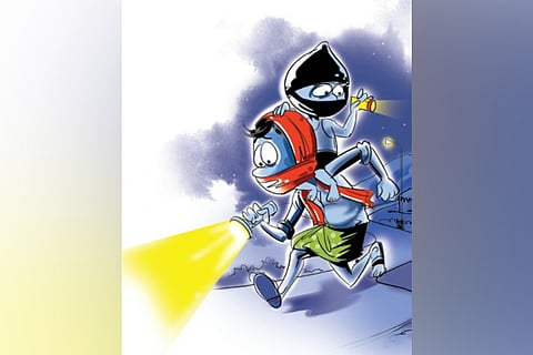 The thieves have stolen just taps and two cylinders. There were costly printers, computers and other valuables which they had not touched.