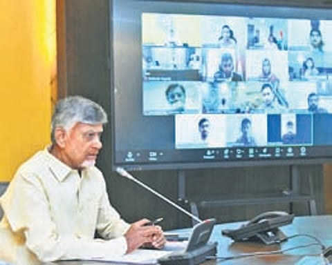 CM N Chandrababu Naidu held a video conference with district collectors at Secretariat on Monday.