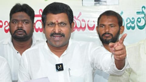 TDP MLC Beeda Ravichandra addressing the media at Nellore city.