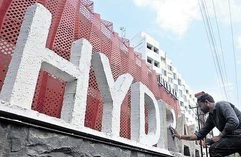 Officials demolished the Sandhya Convention mini hall reportedly built without approval, and kitchens, 10 restrooms and two G+2 buildings erected using steel structures.