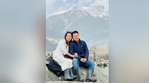 The slain Indian Air Force Corporal Tage Hailyang with with wife before the terror attack where he lost his life.